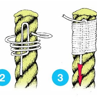 Amarre para impedir que el extremo de una cuerda, reata o mecate se abra